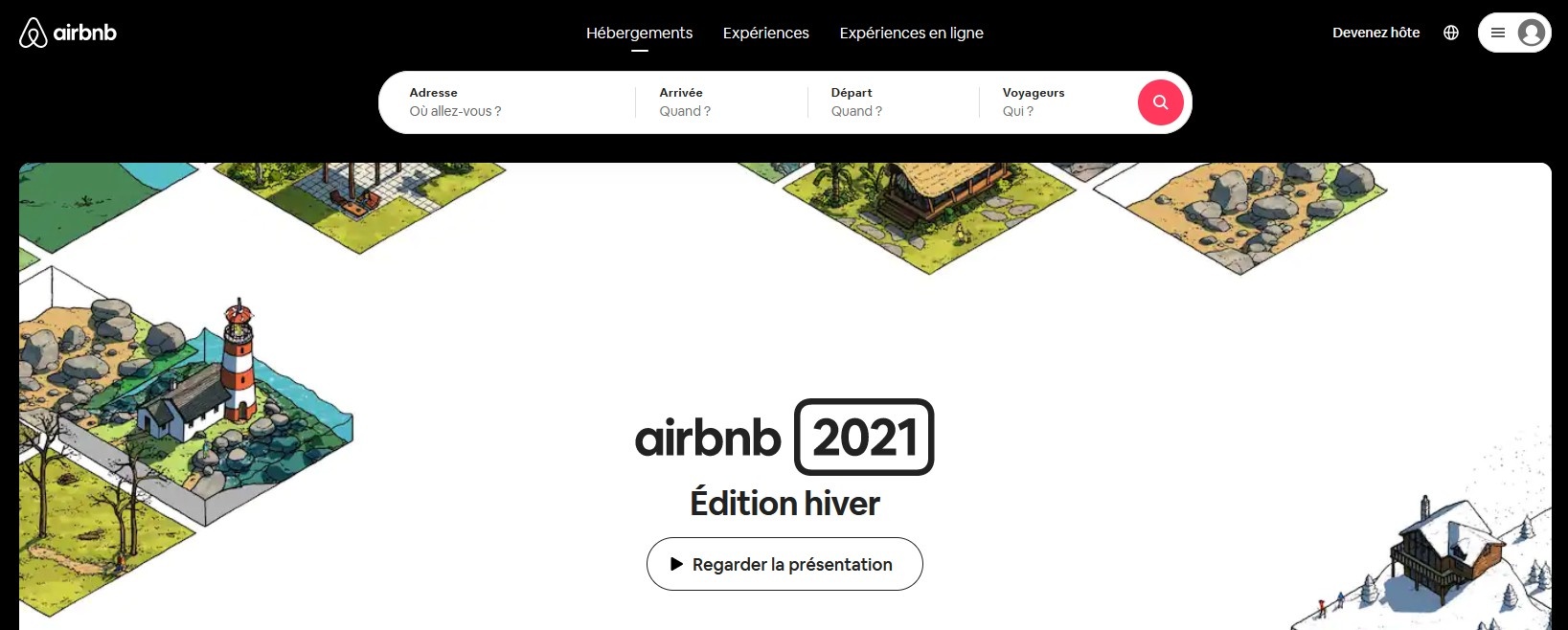 La barre de recherche d'AirBNB est un oblong